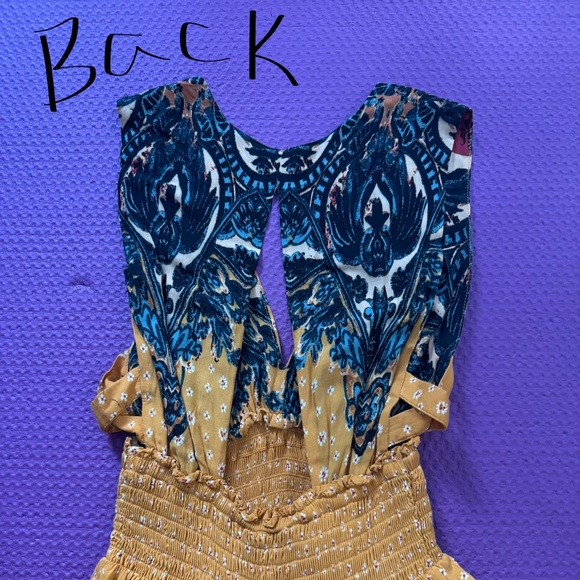 Free People Mustard and Black Backless Dress - Picture 3 of 5